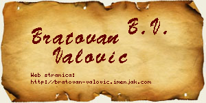 Bratovan Valović vizit kartica
